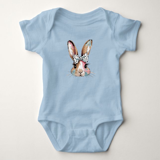 Para Bebê Body e macacão de Páscoa Coquette Bunny Bow (Frente)