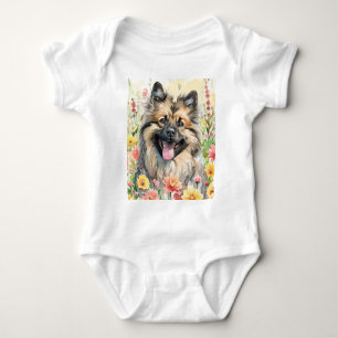 Para Bebê Body Infantil de Aguarela Keeshond