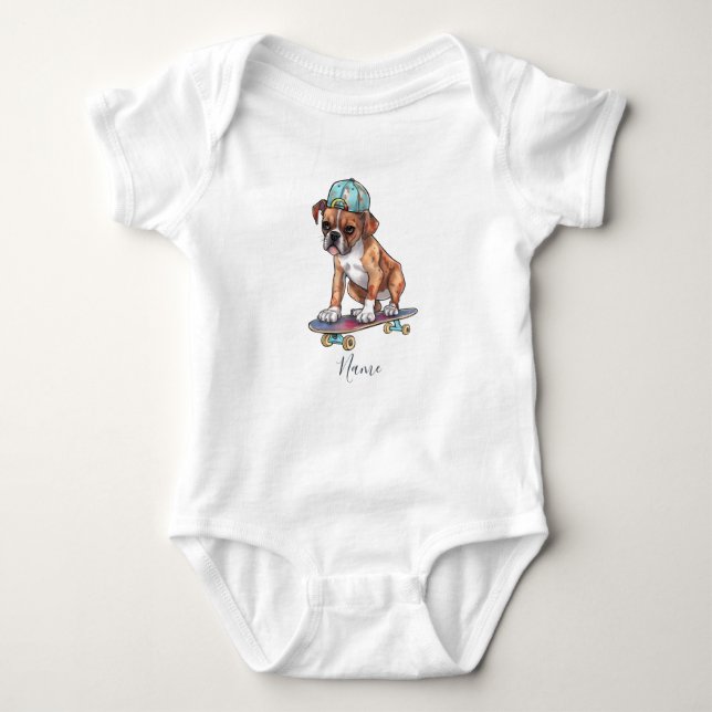 Para Bebê Body Infantil de Boxer em Aquarela (Frente)