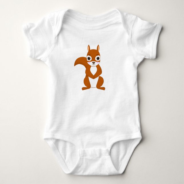 Para Bebê Body Infantil de design Kawaii Esquilo Fofo (Frente)