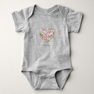 Para Bebê Body Infantil Floral Coração Rosa