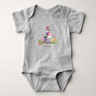 Para Bebê Body Infantil Floral de Pássaro Azul Rosa Fofo