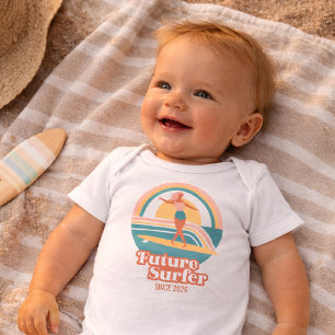 Para Bebê Body Infantil Futuro Surfista Roupa de Praia Retrô