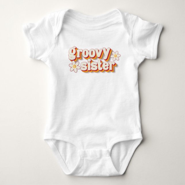 Para Bebê Body Infantil Groovy Sister Baby | Flor de Margari (Frente)