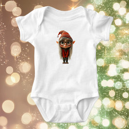 Para Bebê Body Infantil Menina Tímida Papai Noel Elfo Natal