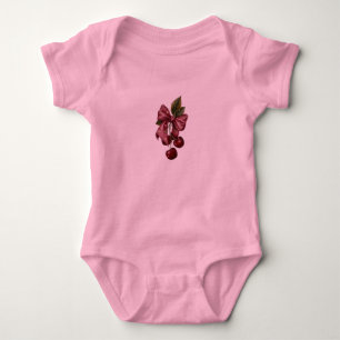 Para Bebê Body Infantil Rosa com Laço de Cereja Coquete Fofa
