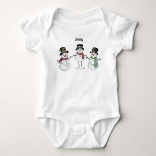 Para Bebê Body Infantil Trio de Boneco de Neve Personaliza