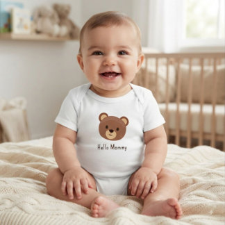 Para Bebê Body Infantil Urso Fofo Olá Mamãe