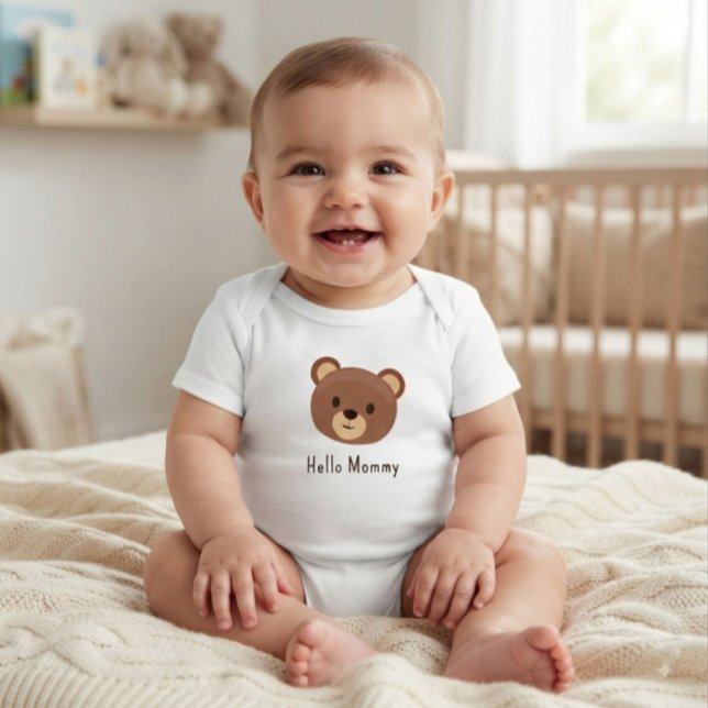 Para Bebê Body Infantil Urso Fofo Olá Mamãe (Criador carregado)