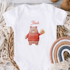 Para Bebê Body Personalizado de Urso de Pelúcia com Amor Le
