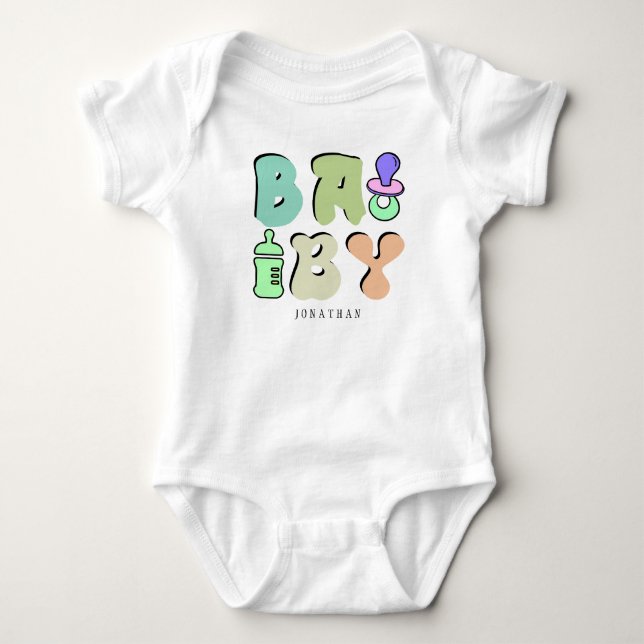 Para Bebê Body Personalizado Divertido e Adorável com Nome d (Frente)
