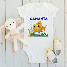 Para Bebê Body Personalizado "[Nome da Criança]" Peixinho