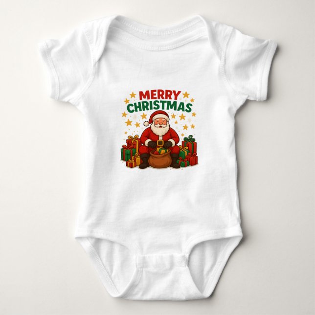 Para Bebê Body Santa Baby – Presente de Natal de Férias (Frente)