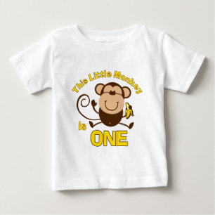 Para Bebê Camiseta Criança primeiro aniversario de macaco