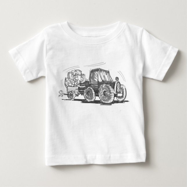 Para Bebê Camiseta do trator e do reboque (Frente)