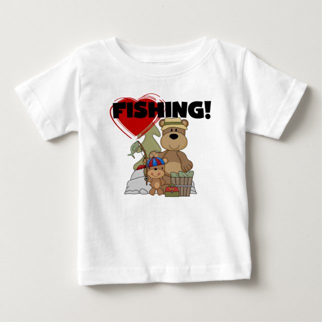 Para Bebê Camiseta e presentes da pesca do CORAÇÃO (Frente)