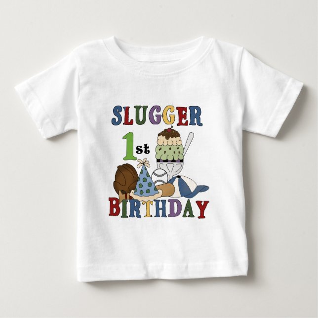 Para Bebê Camiseta e presentes do primeiro aniversario do (Frente)