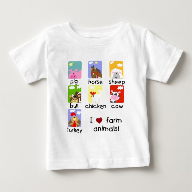 Para Bebê Camiseta e presentes dos animais de fazenda (Frente)