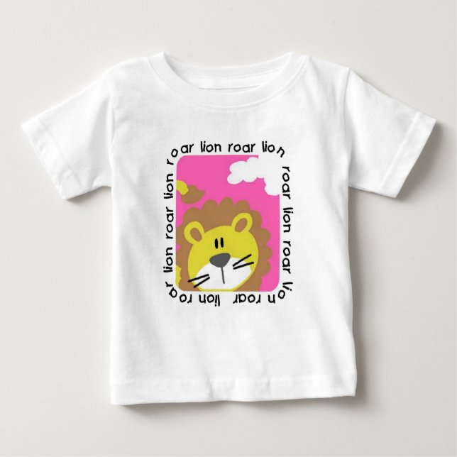 Para Bebê Camiseta Infantil com Babado Rugido de Leão (Frente)