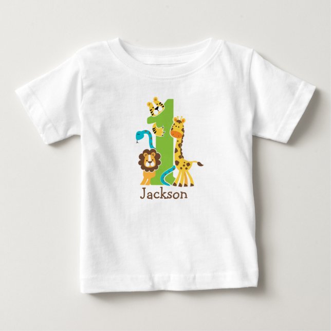 Para Bebê Camiseta Jungle 1º Aniversário (Frente)