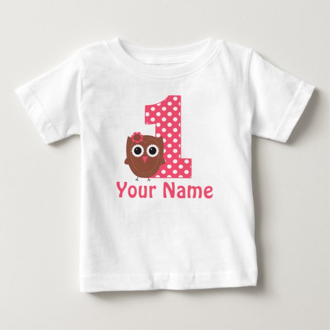 Para Bebê Camiseta Personalizada da Coruja primeiro aniversa (Frente)