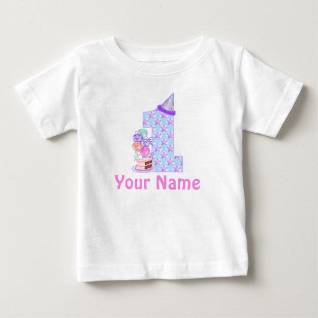 Para Bebê Camiseta Personalizada da primeiro aniversario (Frente)