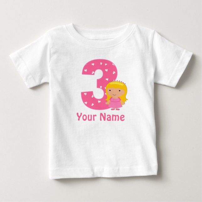 Para Bebê Camiseta Personalizada da Princesa aniversário de  (Frente)