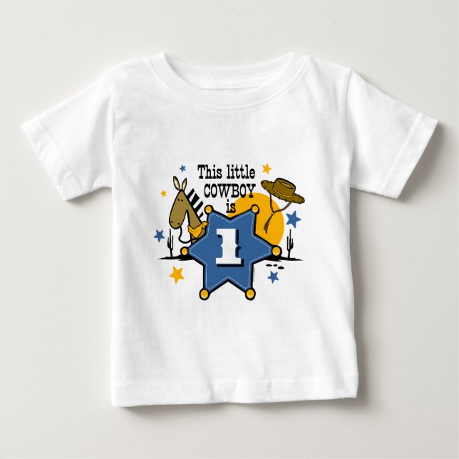 Para Bebê Camiseta primeiro aniversario de cowboy pequena (Frente)