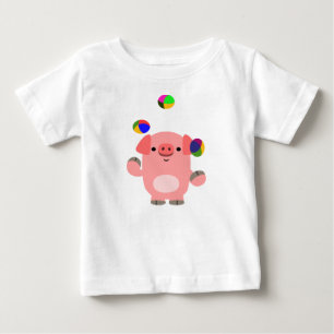 Para Bebê Cartoon Bonito Fazendo Malabarismo Porco Camiseta