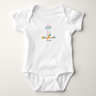 Para Bebê Coelho Feliz de Páscoa com Cenoura - Body Colorido