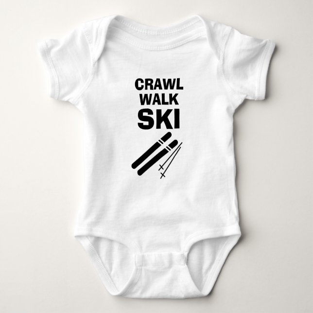 Para Bebê Crawl Walk Ski body com estampa engraçada de esqui (Frente)