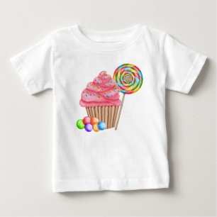 Para Bebê Cupcakes e Camiseta de Aniversário do Candy
