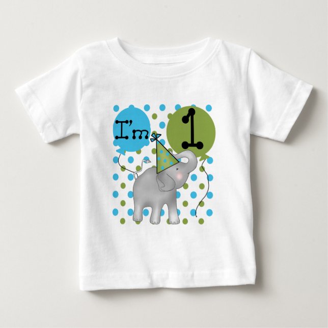 Para Bebê Elefante eu sou camiseta e uns presentes de 1 um (Frente)