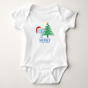 Para Bebê Feliz Chrismukkah Menorah e Papais noeis Baby Body