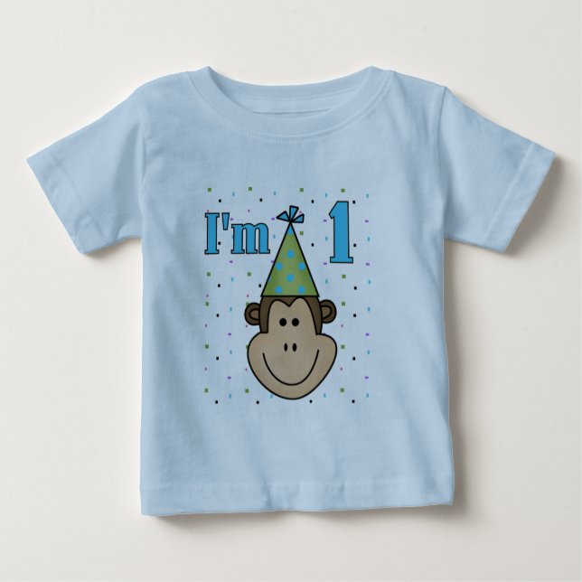 Para Bebê Macaco no camiseta do primeiro aniversario do (Frente)