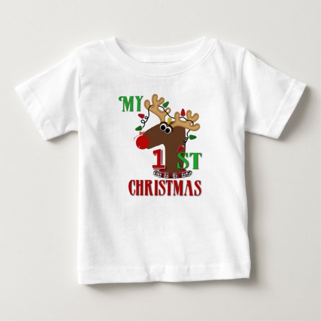 Para Bebê Minha Primeira Camiseta de Natal (Frente)