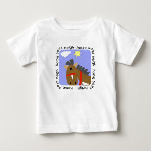 Para Bebê O cavalo diz o camiseta e os presentes do Neigh