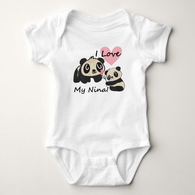 Para Bebê Pandas I Love My Nina Baby Body (Frente)
