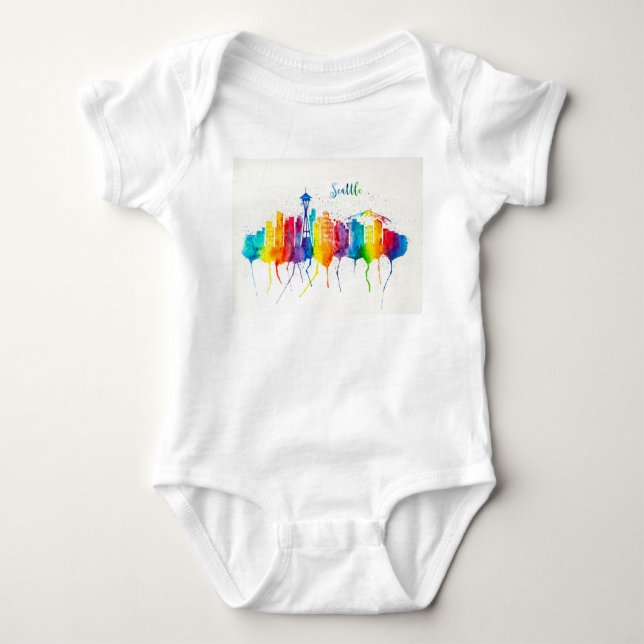 Para Bebê Seattle Skyline Baby Jersey Body Susey (Frente)