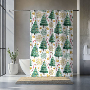 Para Box Árvores de Natal Elegantes Cortina de Banho Aquare