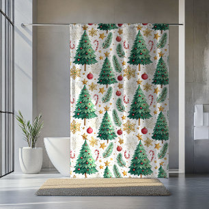 Para Box Árvores de Natal Elegantes Cortina de Banho Minima