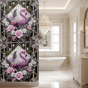 Para Box Banheiro de Luxo Cortina de Banho Flamingo Art D