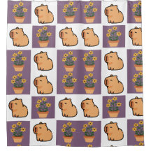 Capybara e Flores - Cortina Chá | Bichinho