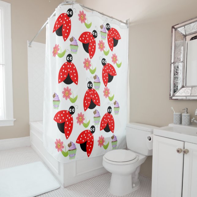 Para Box Chá Cortina Ladybug Cupcake Floral (In Situ)