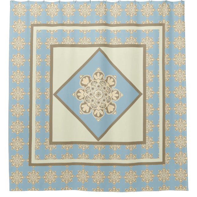 Para Box Chá Cortina medalhões de creme em azul-céu (Frente)