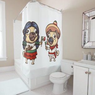 Para Box Cinco De Mayo Pugs Chá Cortina