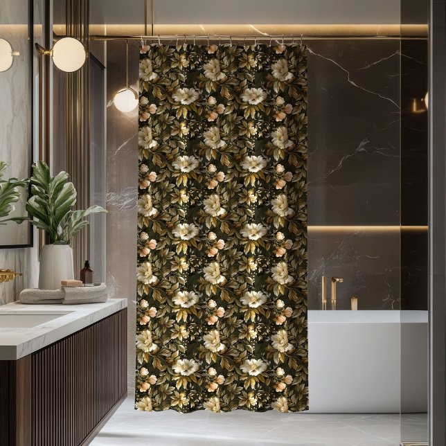 Para Box Cortina Botânica Elegante em Verde Sage e Impressã (Elegant Botanical Curtain Sage Green Gold Print)