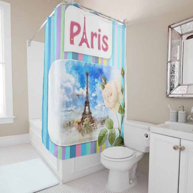 Para Box Cortina chá Paris França Stripe Blue (In Situ)