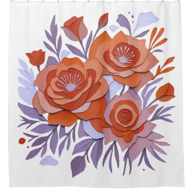 Para Box CORTINA DE BANHEIRO 3D BOHO Design Retro Roxo Lara (Frente)