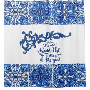 Para Box Cortina de Banheiro de Mandala Azul